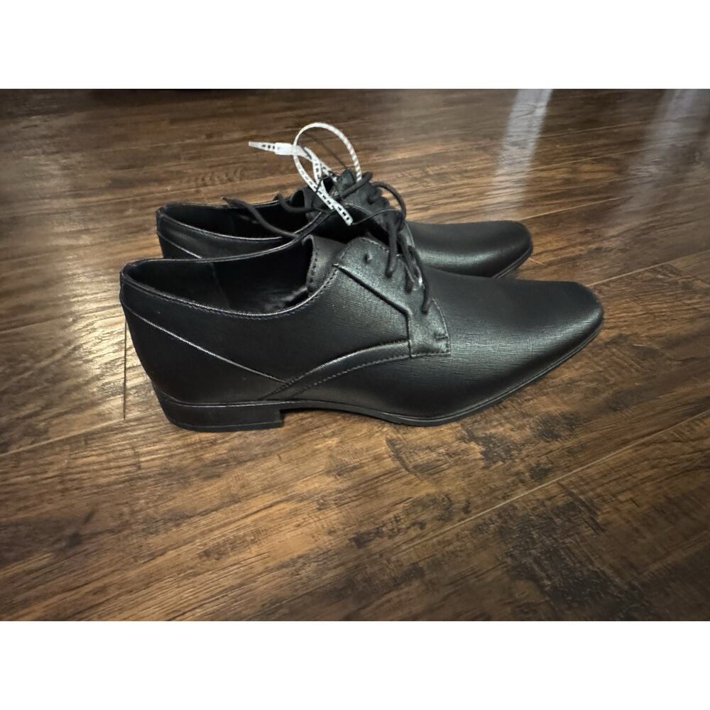 Calvin Klein Brodie 2 Men's Leather Lace-Up Black Plain Toe Oxfords Size 8